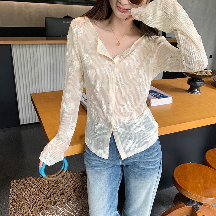 Wears outside apricot cardigan temperament tops for women