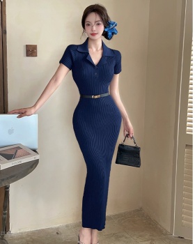 Temperament blue dress summer long dress for women