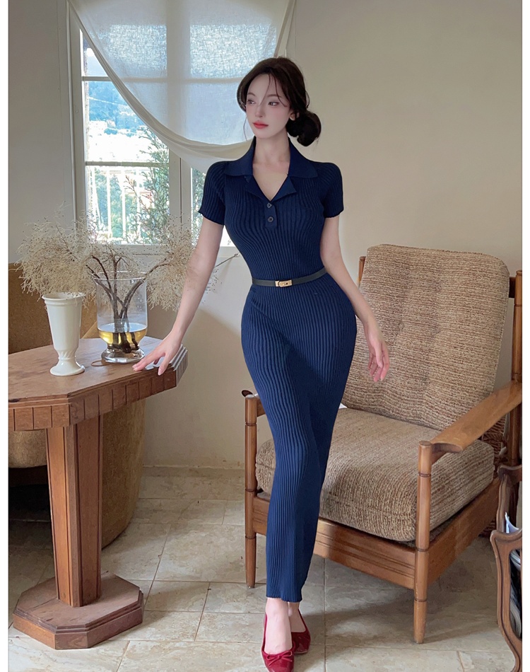 Temperament blue dress summer long dress for women