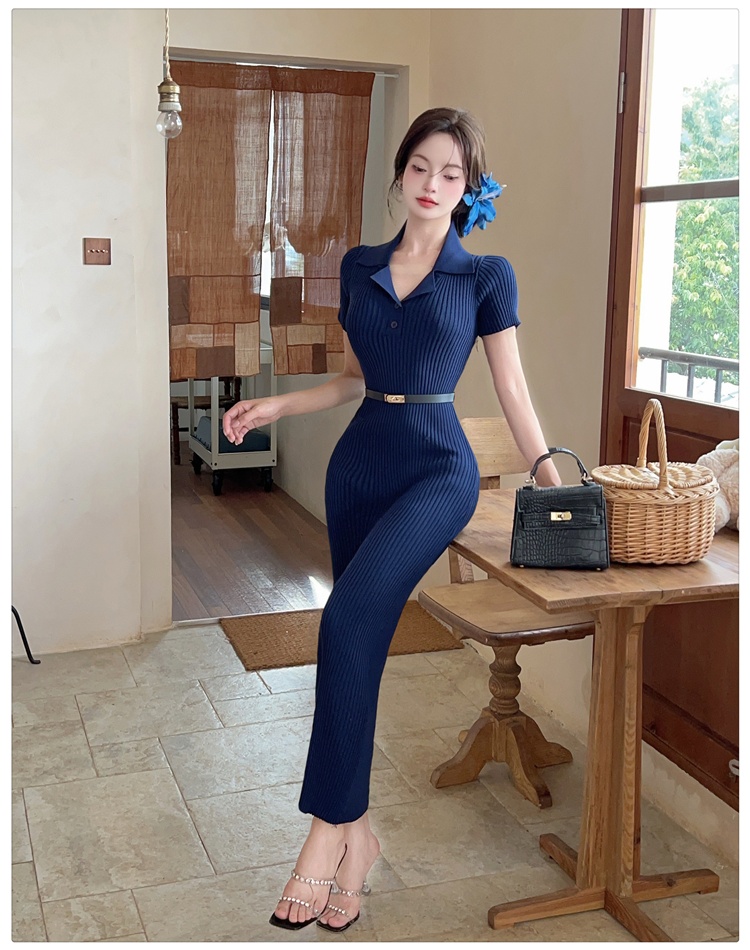 Temperament blue dress summer long dress for women