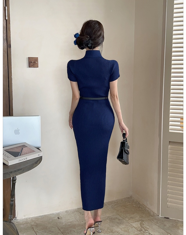 Temperament blue dress summer long dress for women