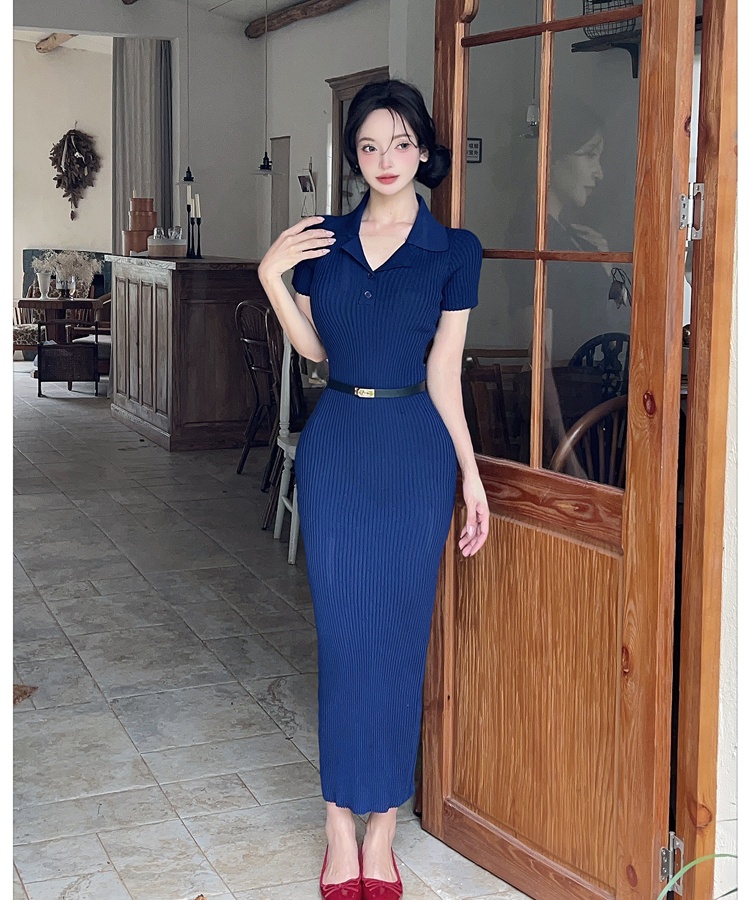 Temperament blue dress summer long dress for women