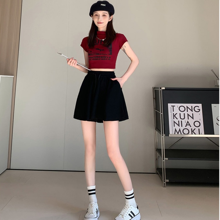 Wide leg pleated shorts summer wears outside pants for women