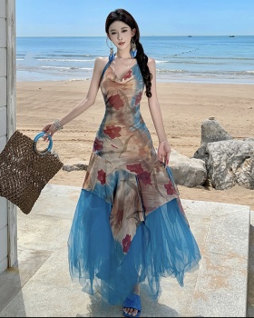 Sling summer dress temperament gauze long dress