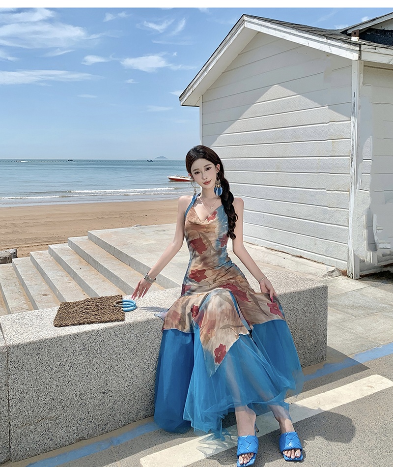 Sling summer dress temperament gauze long dress