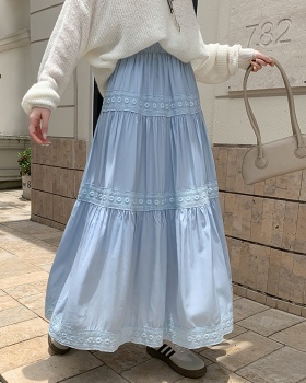 Lace A-line skirt France style long skirt for women