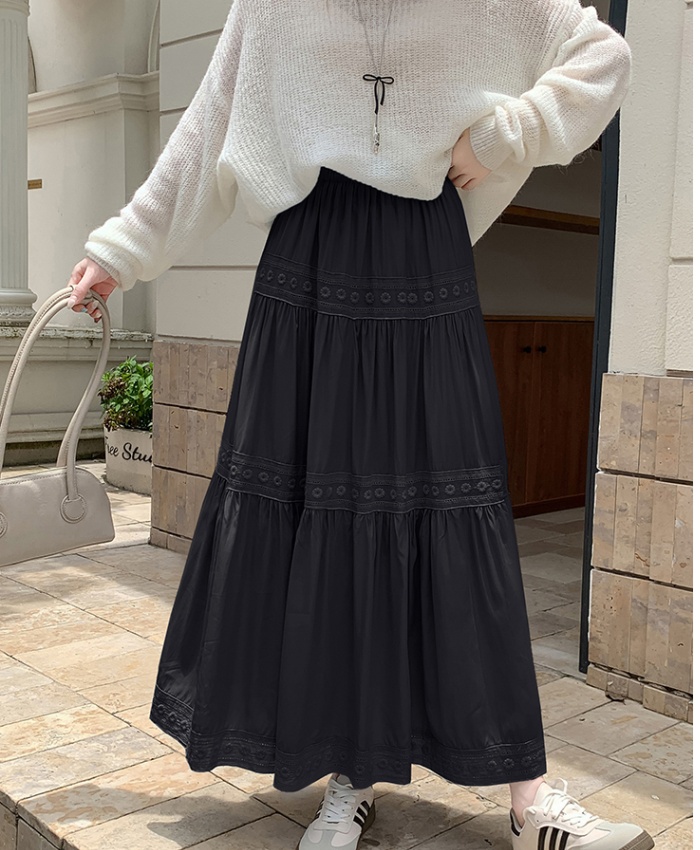 Lace A-line skirt France style long skirt for women