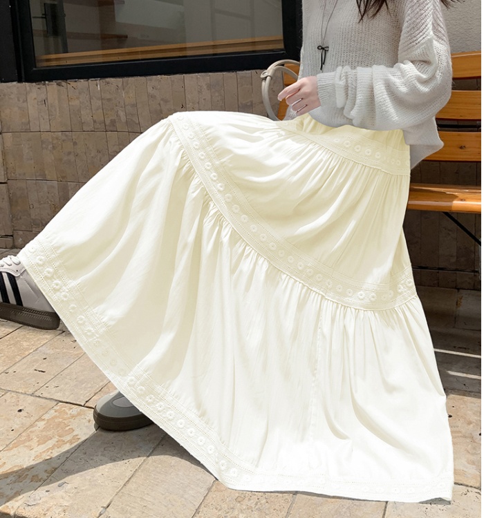 Lace A-line skirt France style long skirt for women