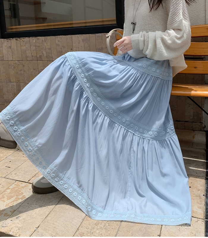 Lace A-line skirt France style long skirt for women
