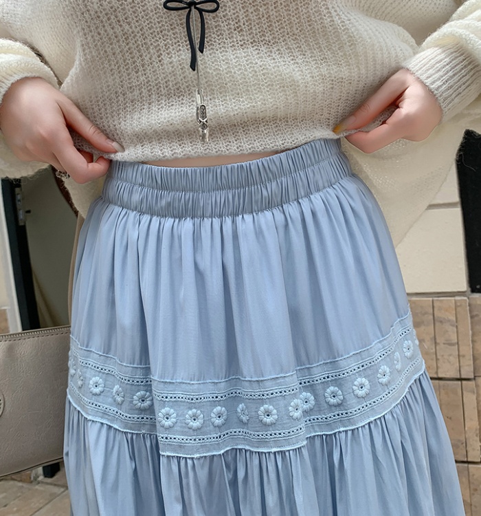 Lace A-line skirt France style long skirt for women