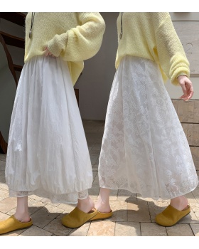 Splice bud autumn long skirt big skirt wear lace skirt for women