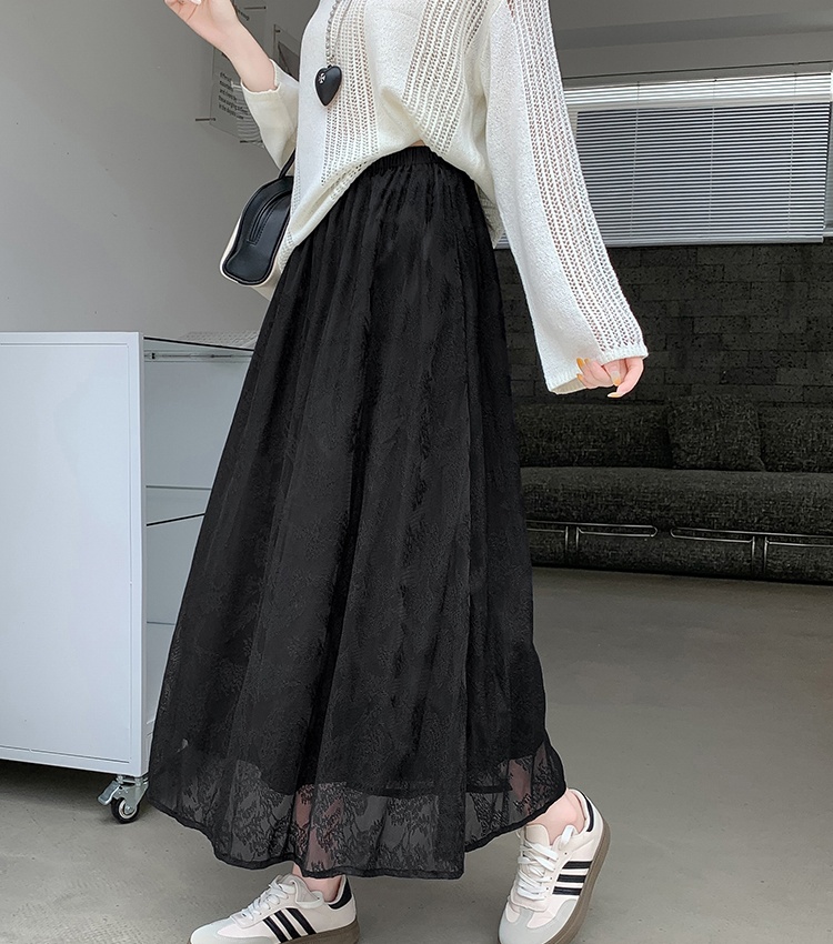 Splice bud autumn long skirt big skirt wear lace skirt for women