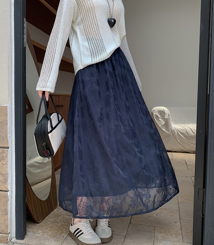 Splice bud autumn long skirt big skirt wear lace skirt for women