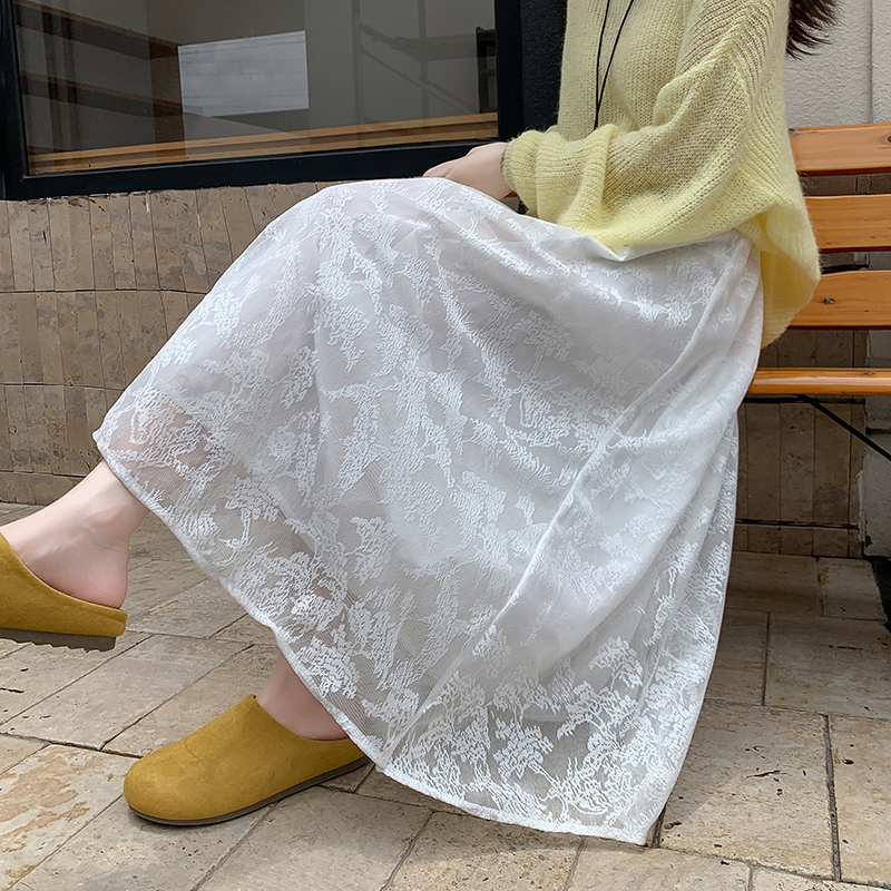 Splice bud autumn long skirt big skirt wear lace skirt for women