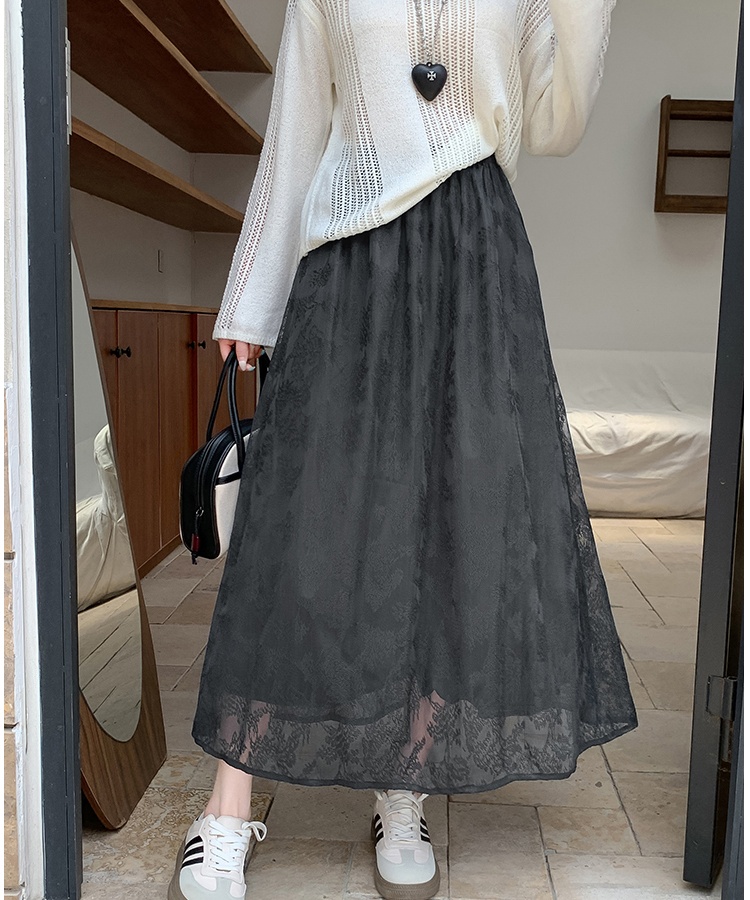 Splice bud autumn long skirt big skirt wear lace skirt for women