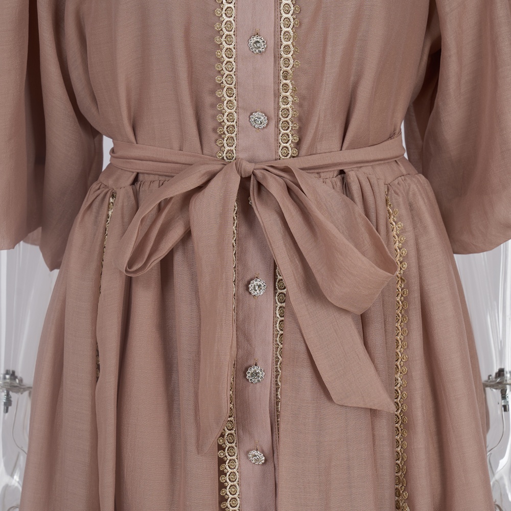 Lapel elegant European style court style lace dress