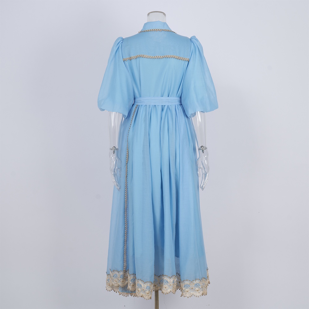 Lapel elegant European style court style lace dress