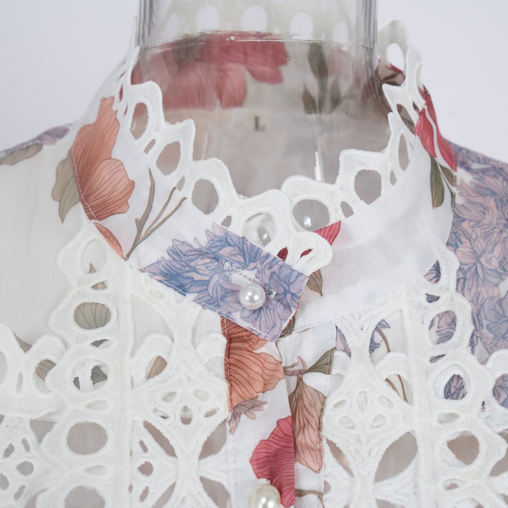 Court style floral printing dress for women