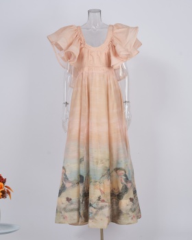 Temperament painting spring summer sweet formal dress