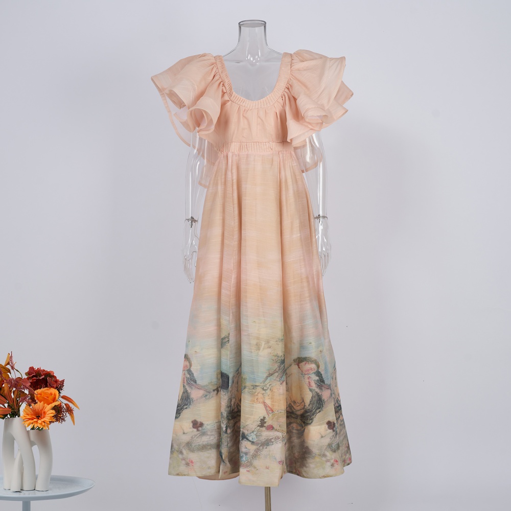 Temperament painting spring summer sweet formal dress