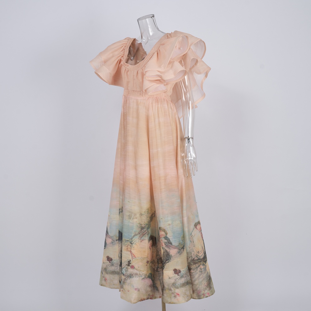 Temperament painting spring summer sweet formal dress