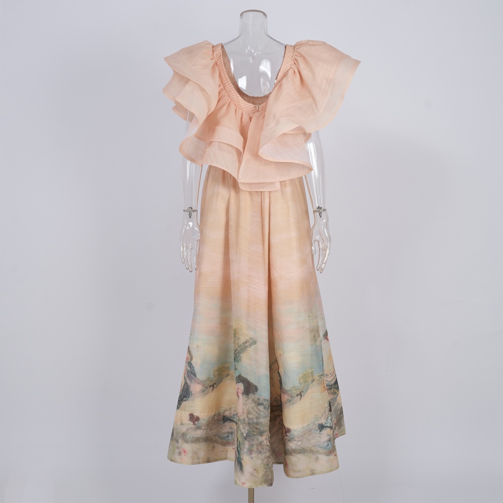 Temperament painting spring summer sweet formal dress