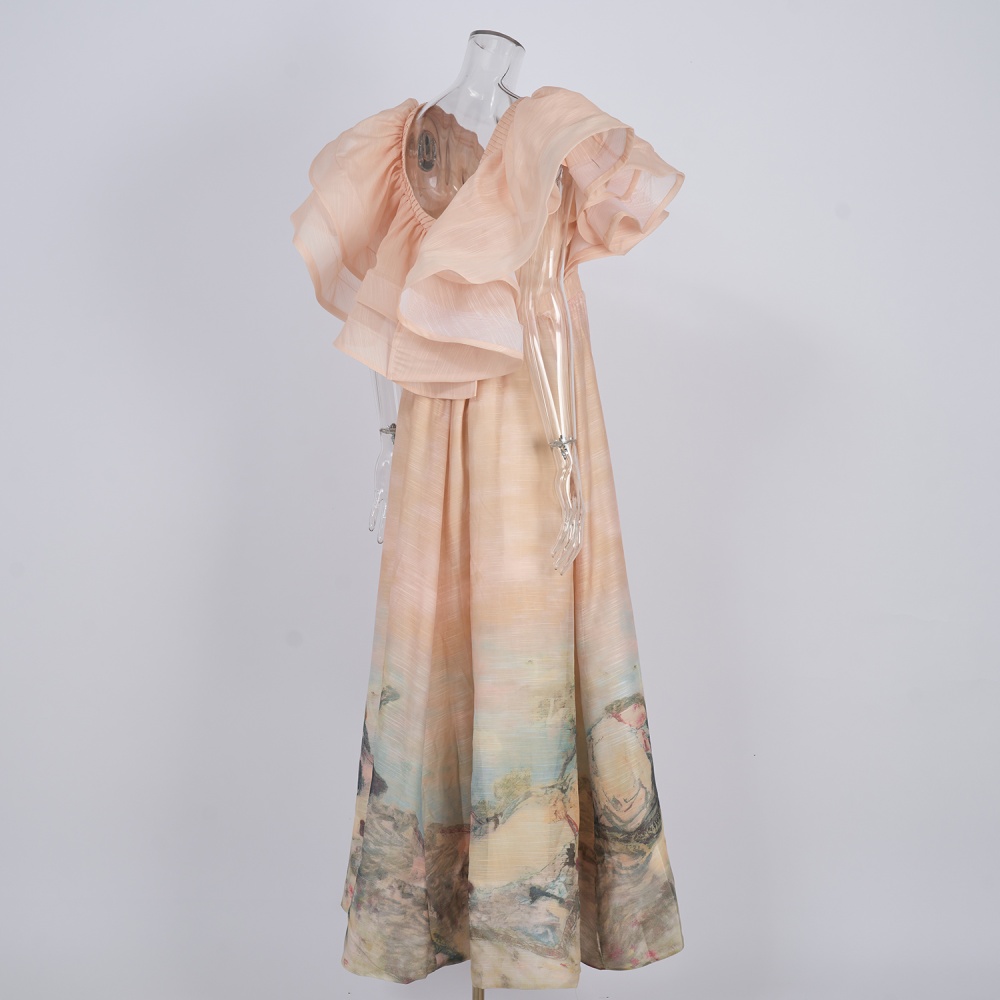 Temperament painting spring summer sweet formal dress