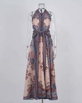 Sling printing halter niche dress