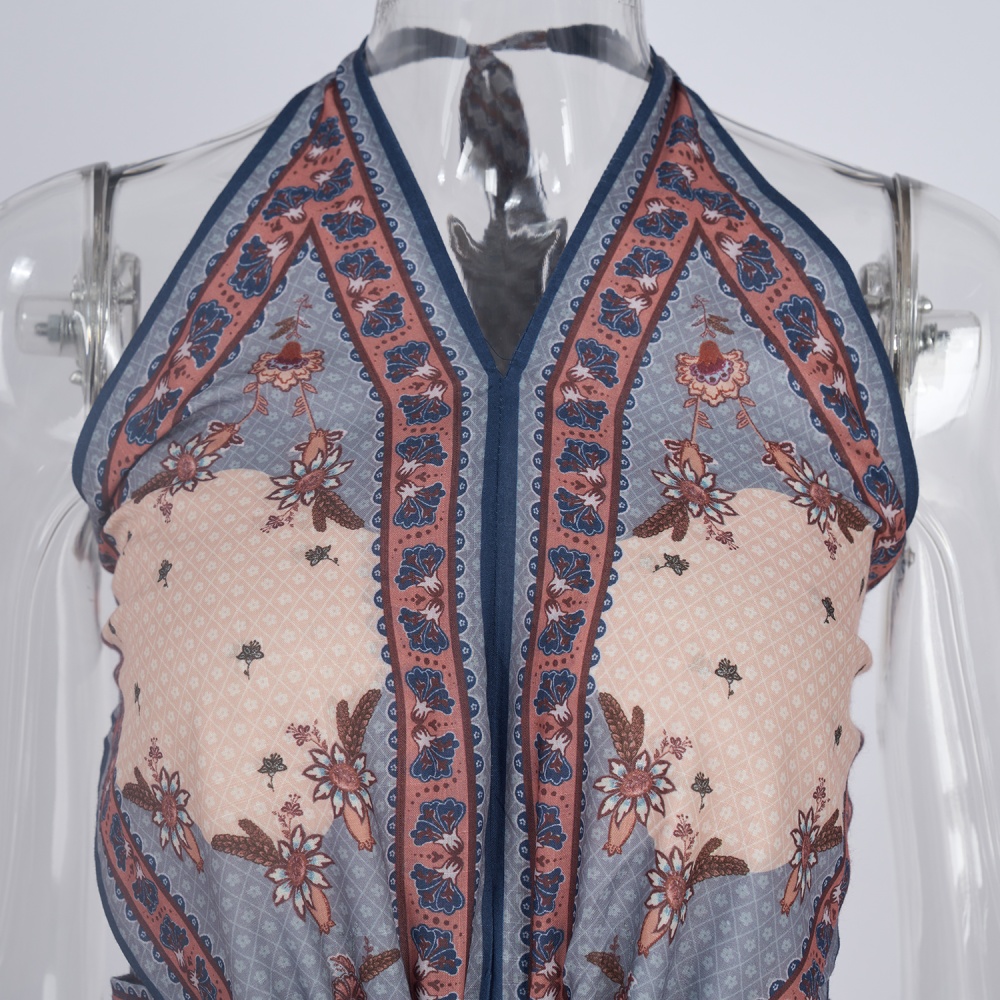Sling printing halter niche dress