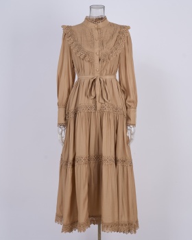 France style slim shirt pinched waist lantern sleeve dress