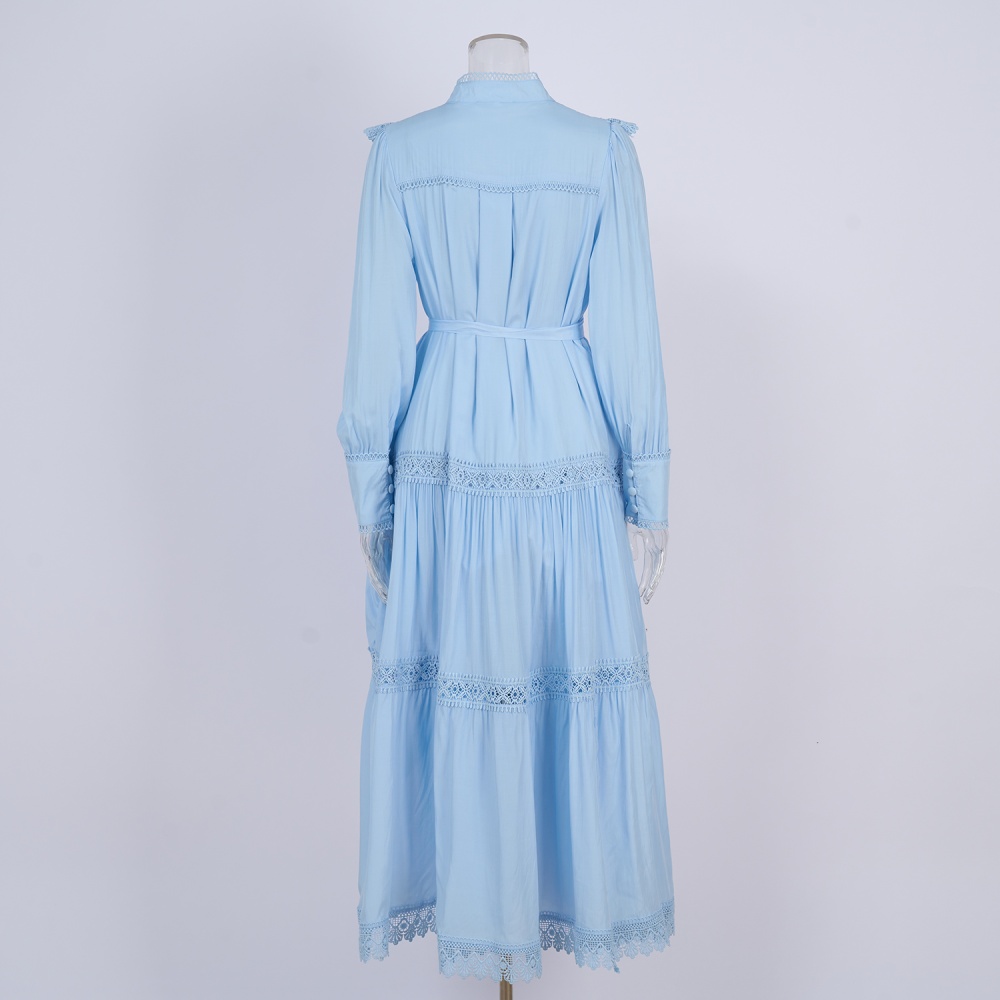 France style slim shirt pinched waist lantern sleeve dress