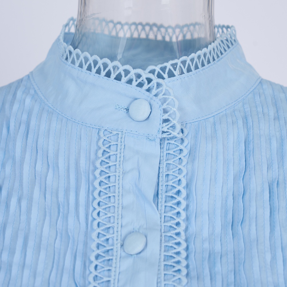 France style slim shirt pinched waist lantern sleeve dress