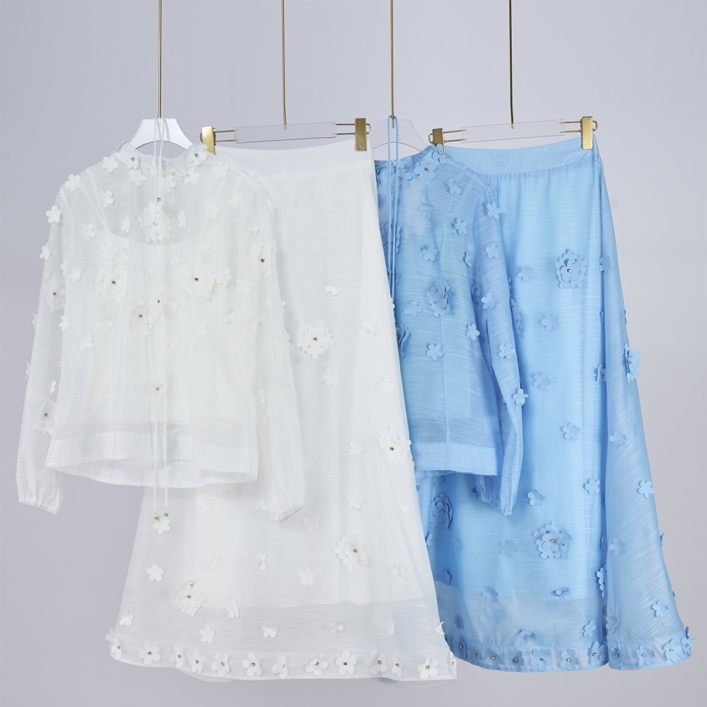 High waist sweet tops fresh vacation skirt a set