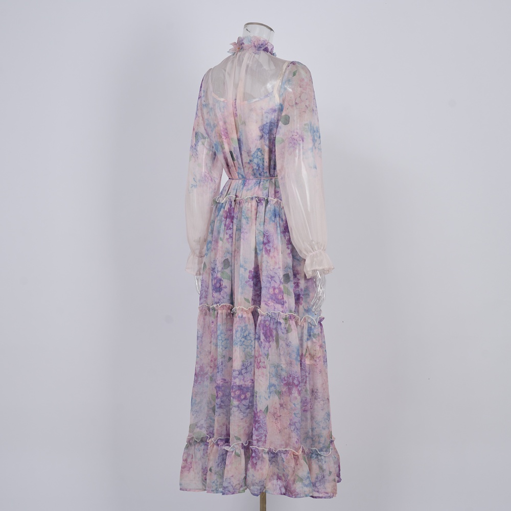 Elegant real silk dress frenum long dress for women