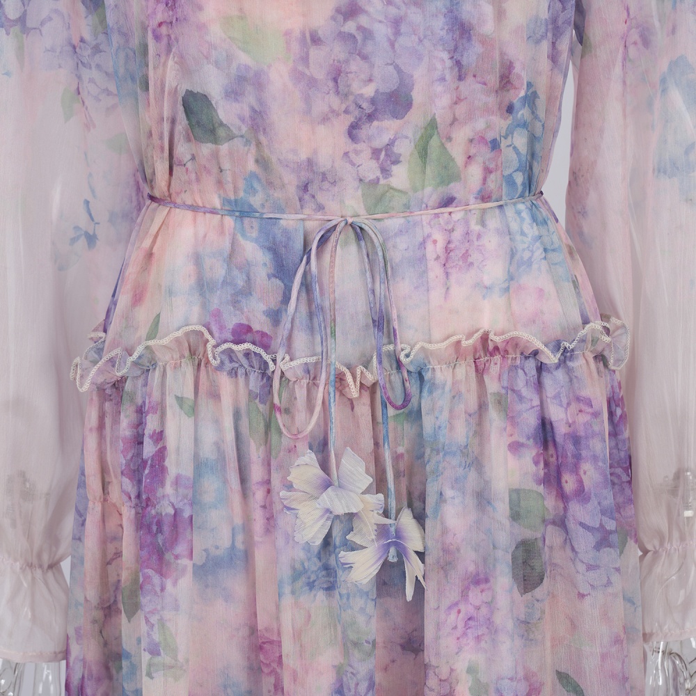 Elegant real silk dress frenum long dress for women