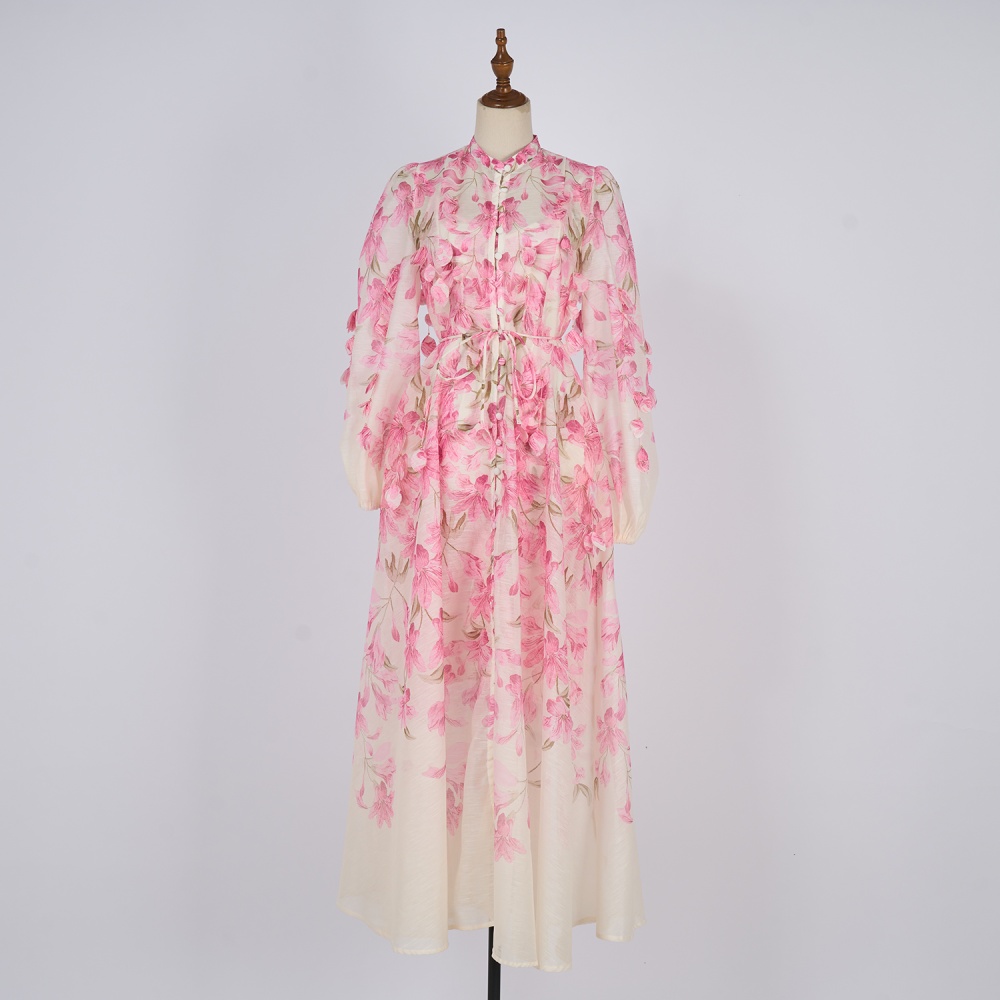 Printing long frenum dress 2pcs set