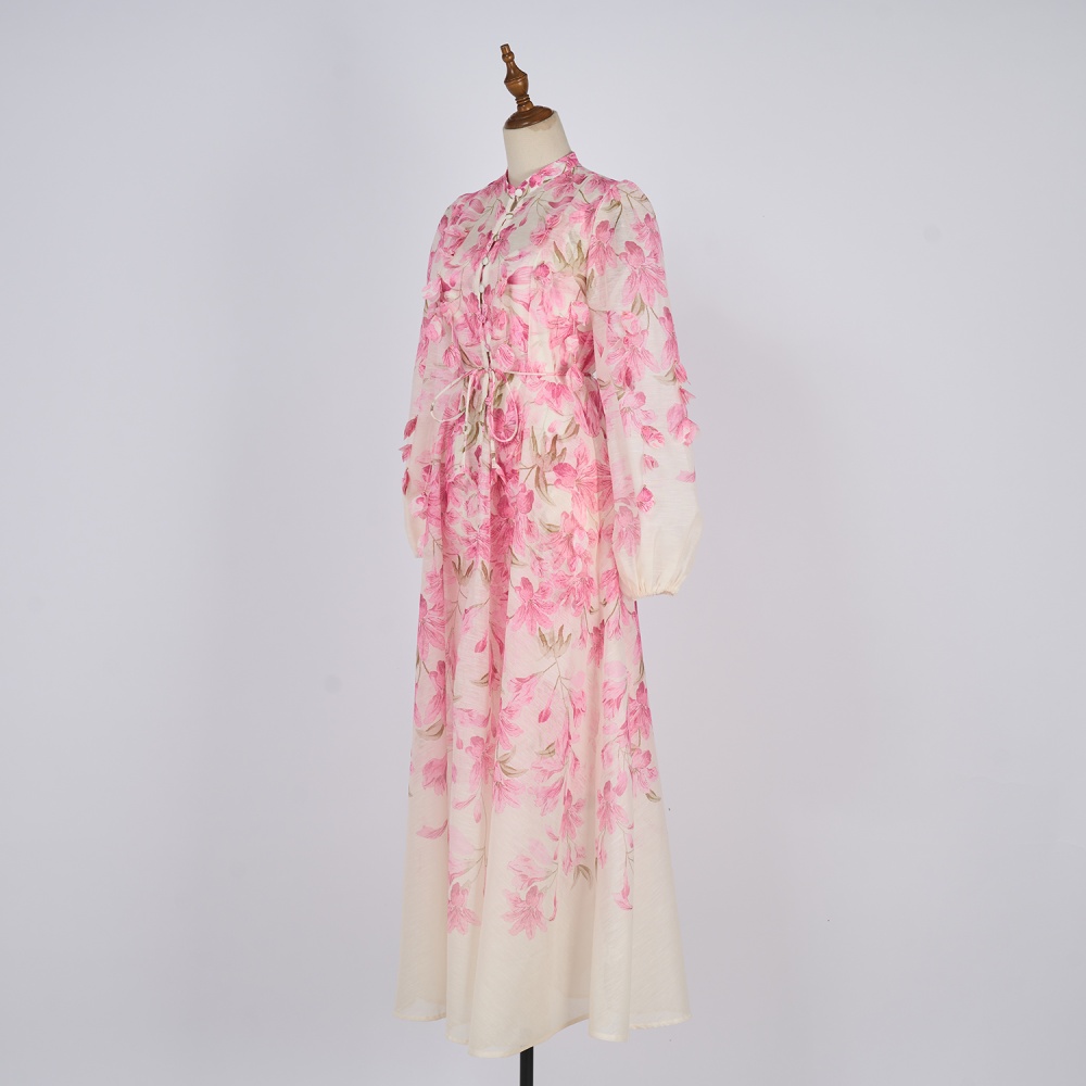 Printing long frenum dress 2pcs set