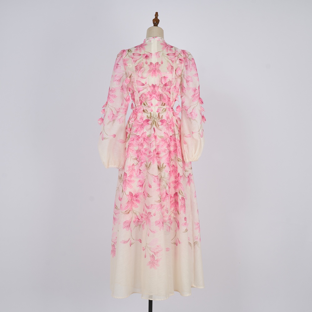 Printing long frenum dress 2pcs set