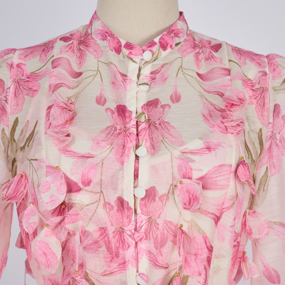 Printing long frenum dress 2pcs set