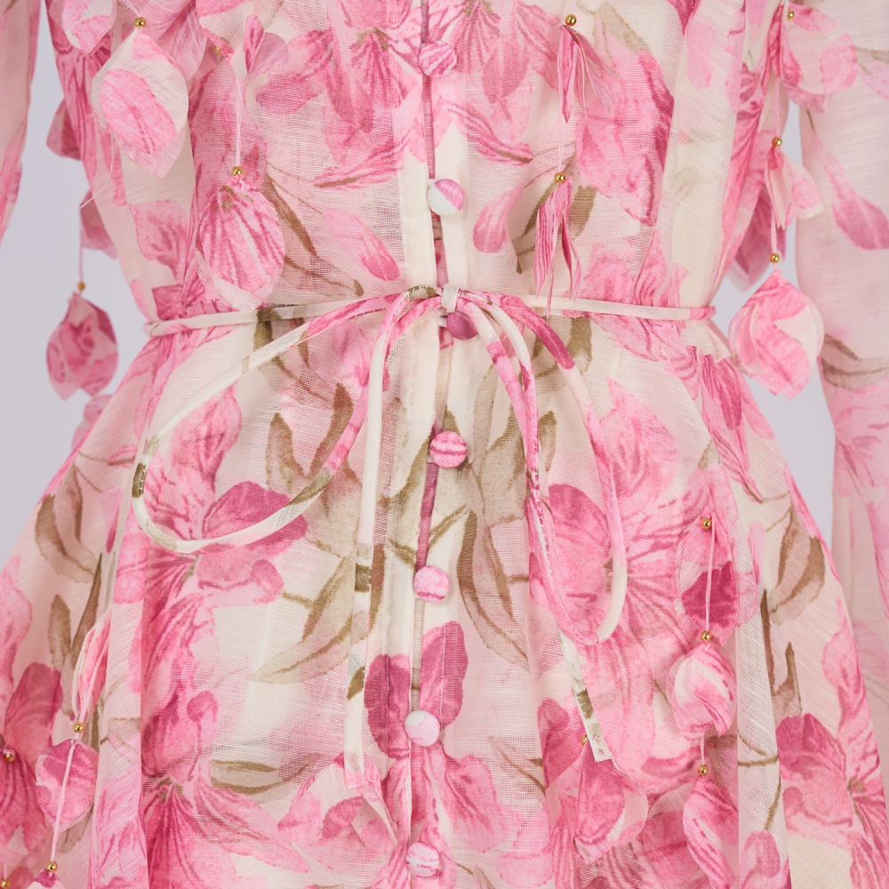 Printing long frenum dress 2pcs set