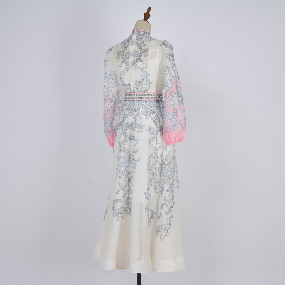 European style long sleeve dress lantern long dress