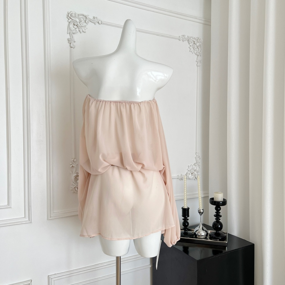 Stereoscopic long sleeve chiffon tops flowers loose shirt
