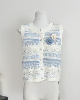 Sleeveless chanelstyle vest knitted tops