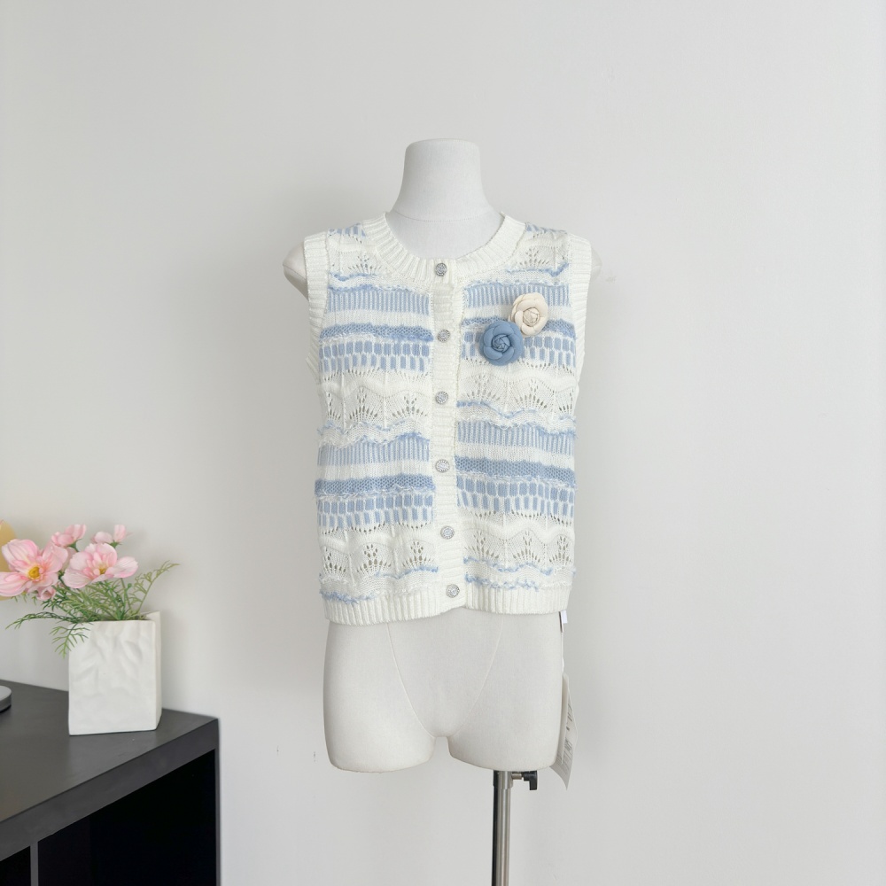 Sleeveless chanelstyle vest knitted tops