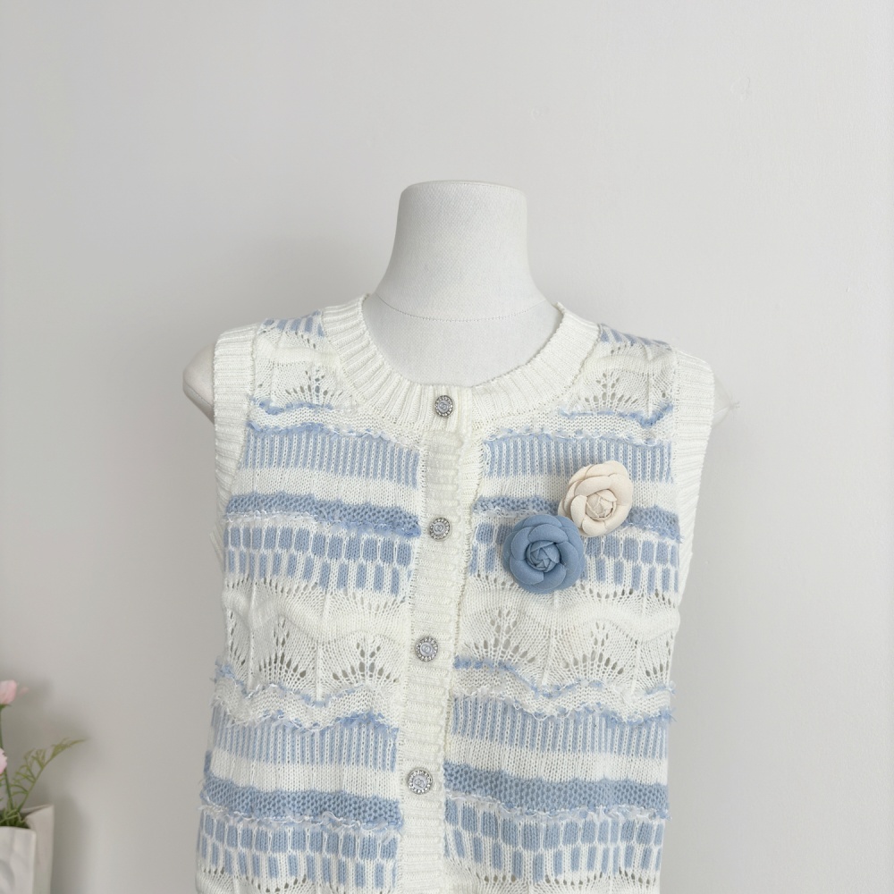 Sleeveless chanelstyle vest knitted tops