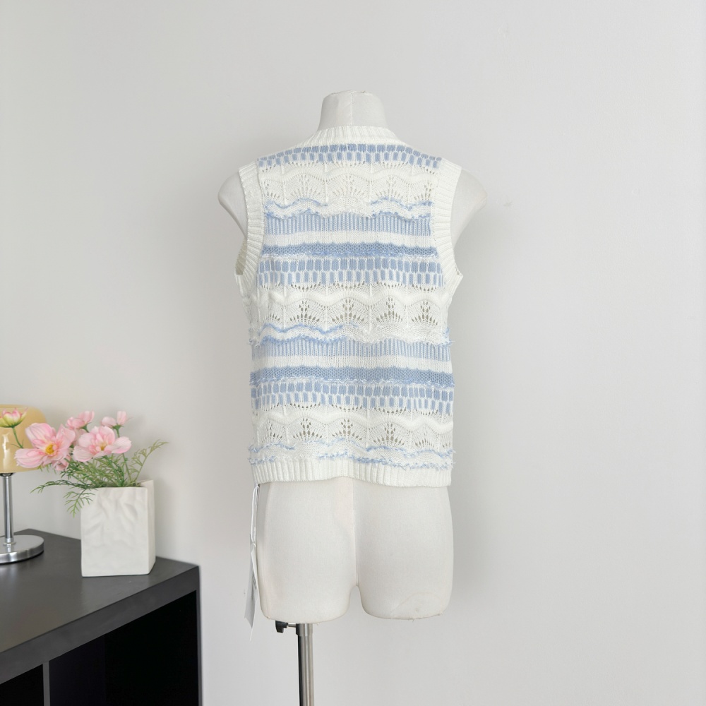 Sleeveless chanelstyle vest knitted tops