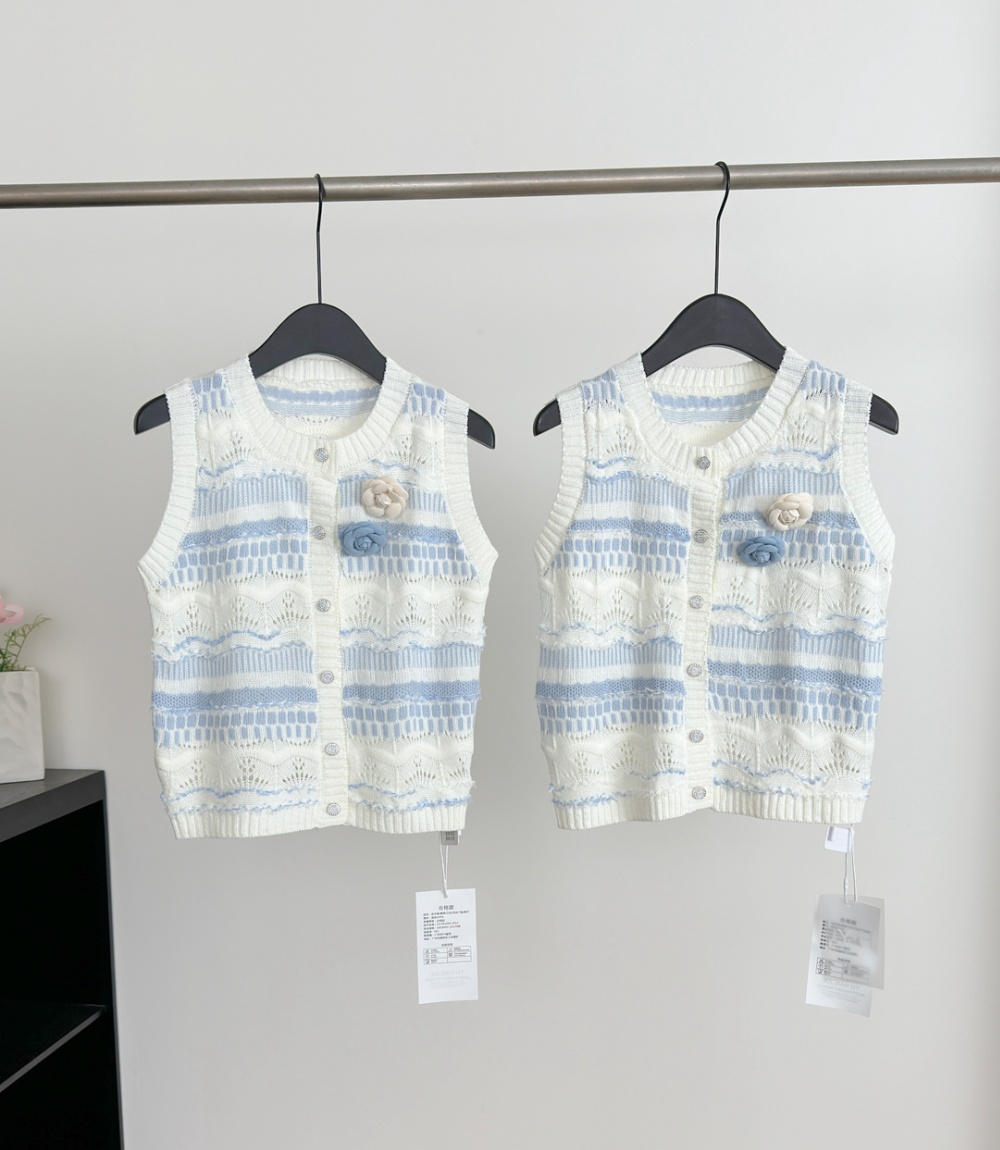Sleeveless chanelstyle vest knitted tops