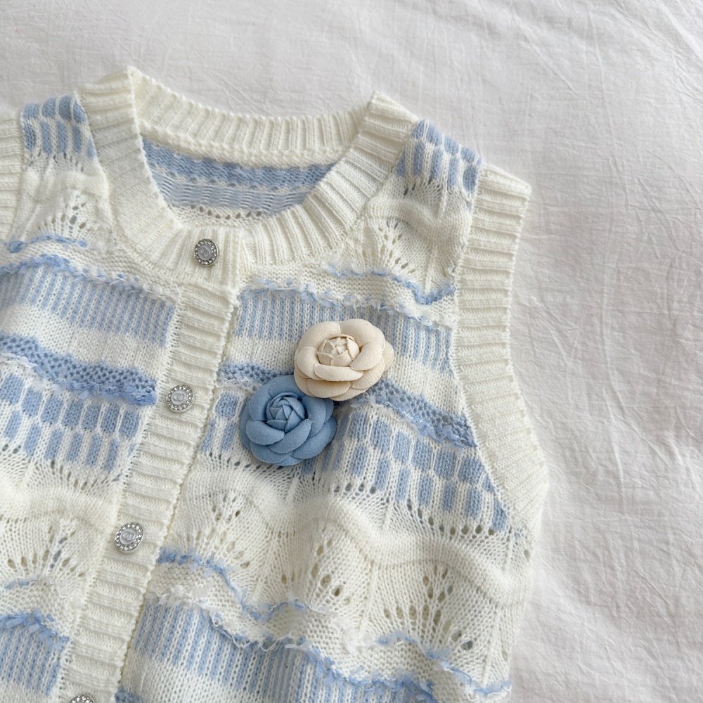 Sleeveless chanelstyle vest knitted tops
