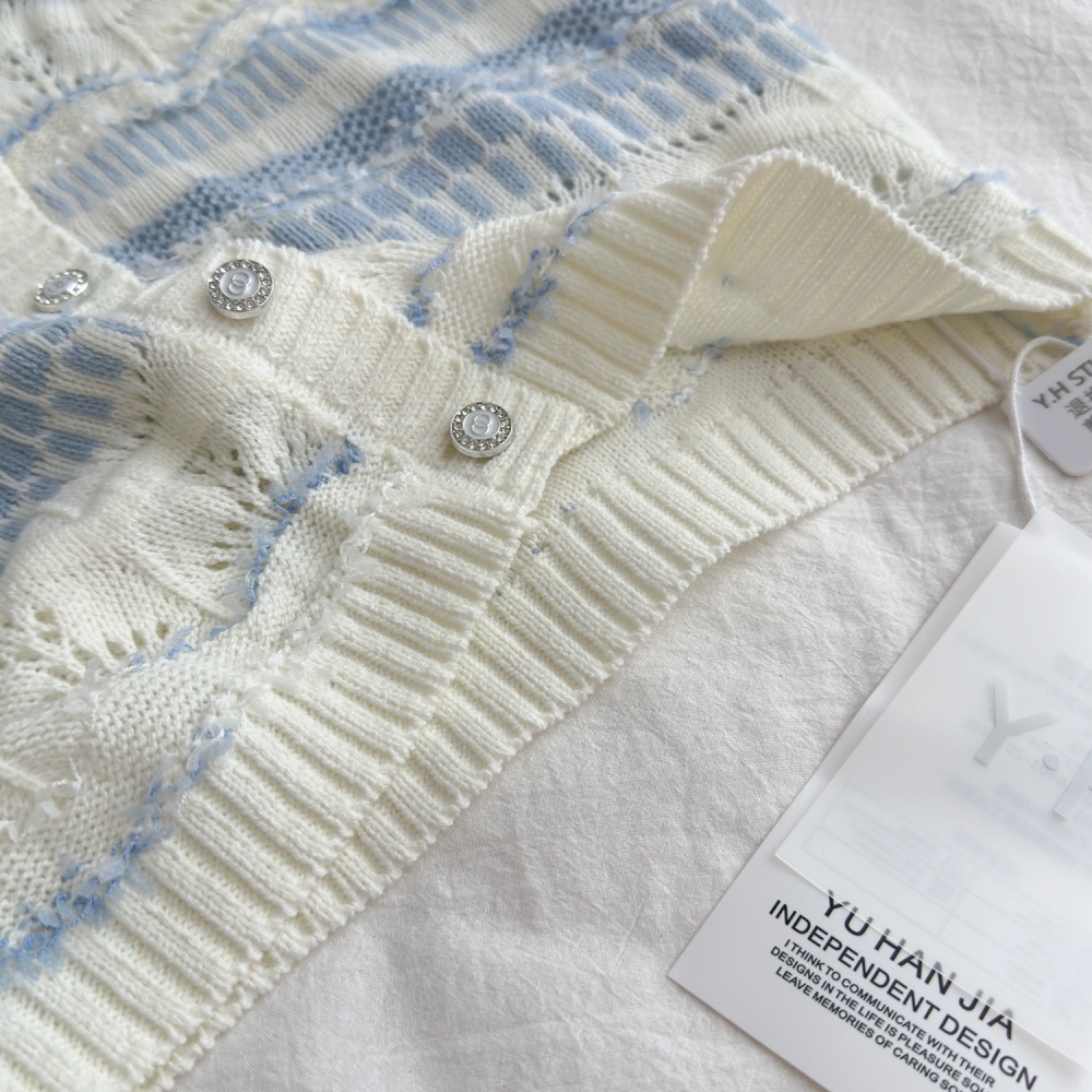 Sleeveless chanelstyle vest knitted tops