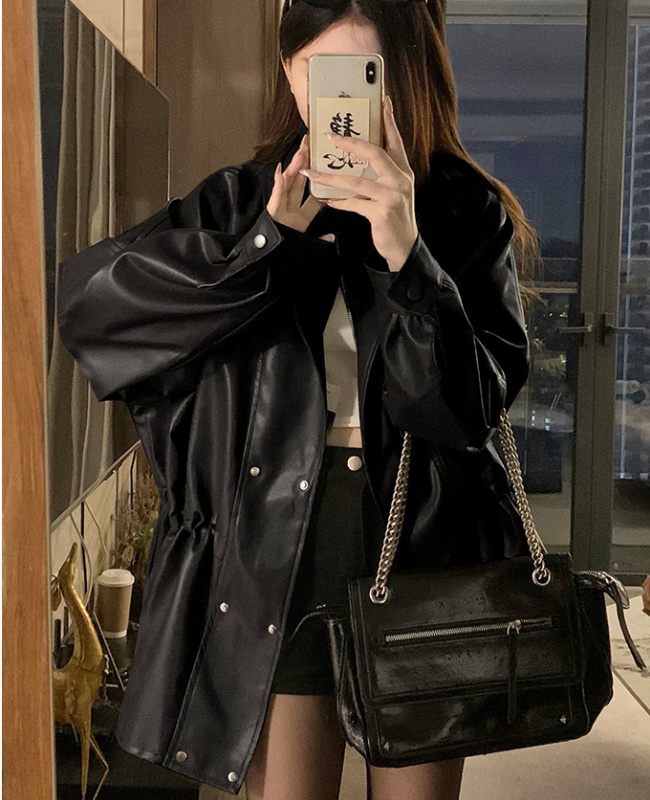 Double collar locomotive coat autumn jacket for women